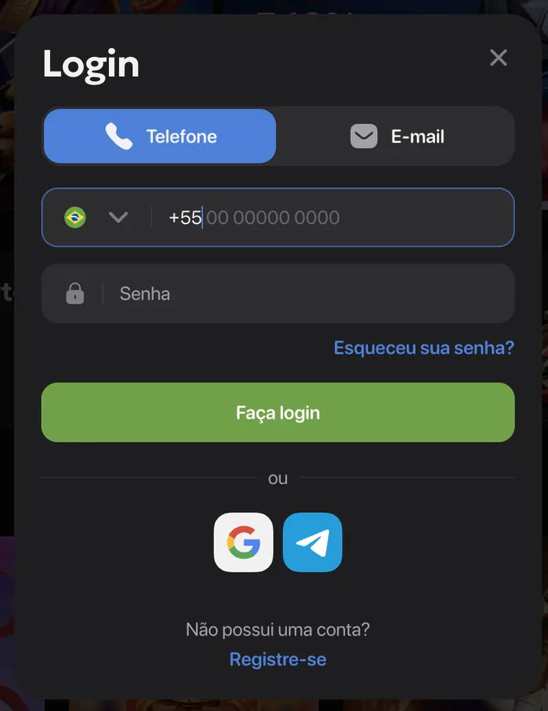 Wintomic phone login with the Brazilian +55 country code and password